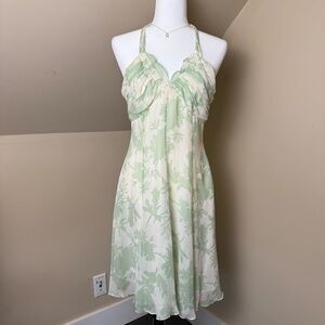 🌿 En Français Mint Green Floral Halter Dress – Size 10‎